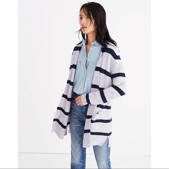 ⬇️ Kent Cardigan Sweater in Stripe - Picture 3 of 7